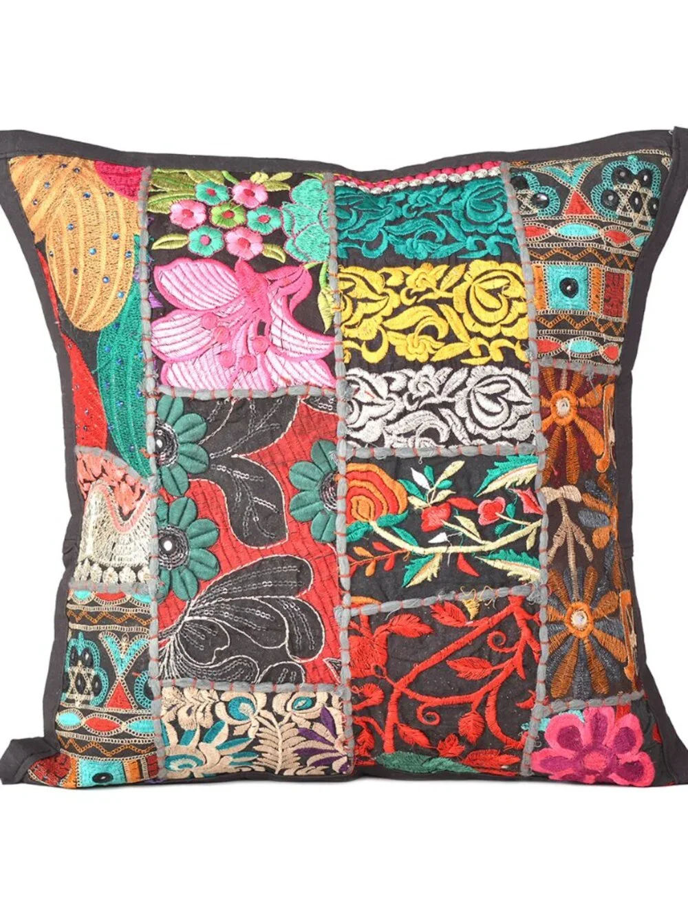 Oussum Patchwork Cushion Cover Square Cotton Pillow Case Vintage-Inspired Look